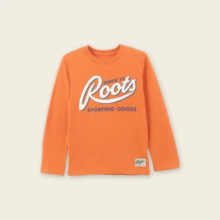 【Roots】Roots大童-復古翻玩系列 草寫文字長袖上衣(焦糖橘)