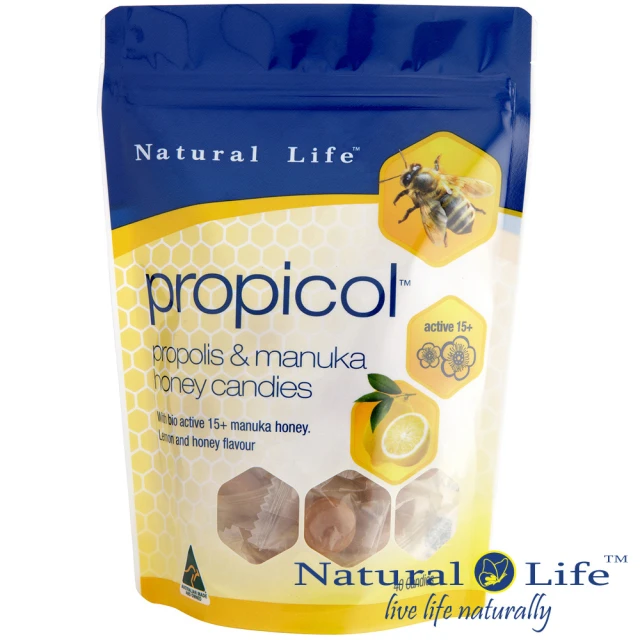 【Natural Life澳洲】活性麥蘆卡蜂蜜蜂膠潤喉糖(40顆)