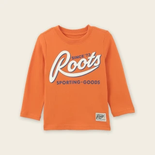 【Roots】Roots小童-復古翻玩系列 草寫文字長袖上衣(焦糖橘)