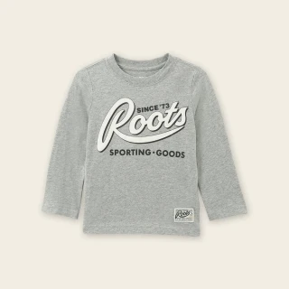 【Roots】Roots小童-復古翻玩系列 草寫文字長袖上衣(灰色)