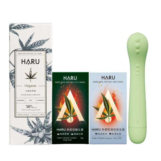 【Haru 含春】 熱感潤滑液+熱愛保險套組(潤滑液+保險套20入)+【SISTALK小怪獸】怪獸棒哥斯拉大師 G點按摩棒