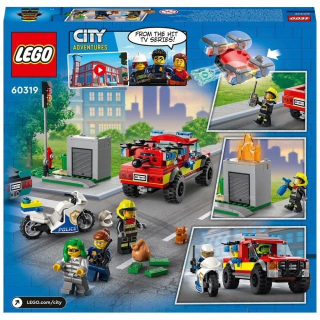 LEGO 樂高LEGO 樂高 60319 City城市系列 消防救援和警察追捕行動(車輛 玩具車 積木)