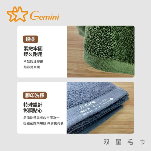 【Gemini 雙星】官方直營 100%純棉飯店毛巾6入(自帶掛繩)-多色任選