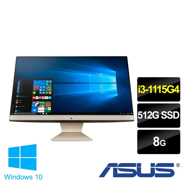 ASUS 華碩 福利品 24型i3液晶電腦(V241EAK/i3-1115G4/8G/512G SSD/W10/黑曜金)