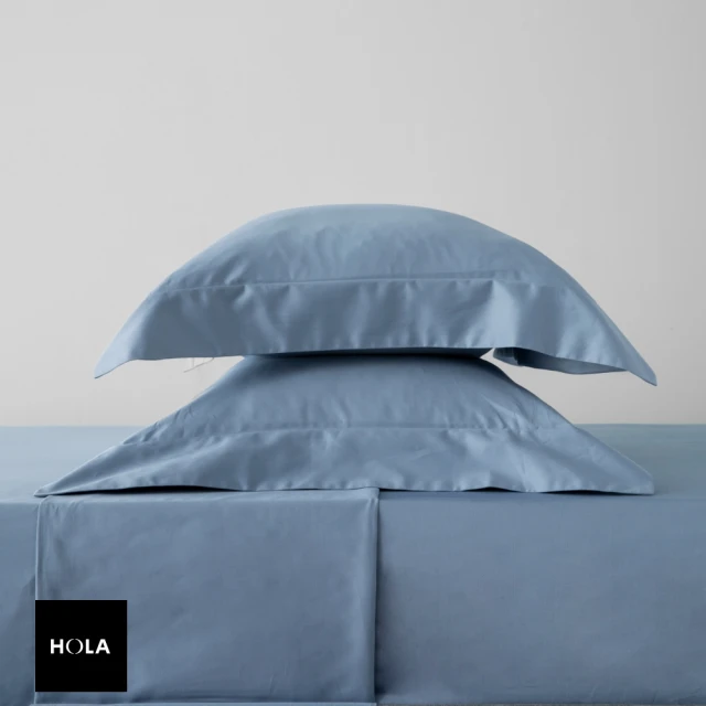 HOLAHOLA 托斯卡素色純棉床包加大迷霧藍