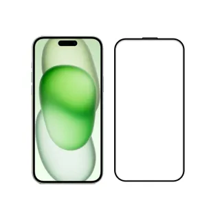 【SHOWHAN】iPhone 15 全膠亮面滿版鋼化玻璃保護貼-黑