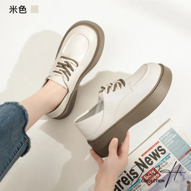 【J&H collection】復古英倫風質感休閒福樂鞋(現+預  黑色／米色)