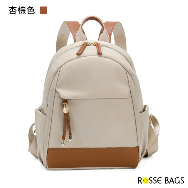 【Rosse Bags】簡約氣質人氣牛津布雙肩小背包(現+預  黑色／杏棕色／杏灰色)