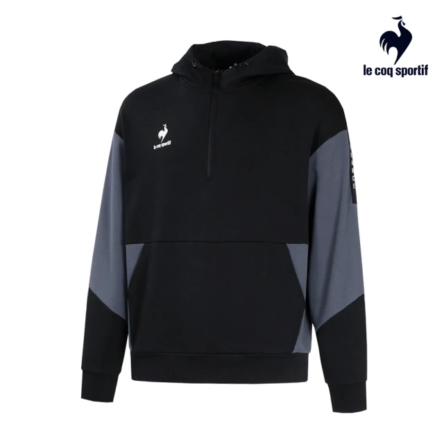 LE COQ SPORTIF 公雞 休閒潮流連帽T恤 男女款-黑色-LWS23207