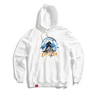 【EDWIN】江戶勝 男裝 忍者系列 伊賀忍者印花休閒連帽長袖T恤(米白色)