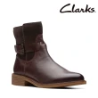 【Clarks】女靴 Cologne Strap 個性飾釦異材質拼接短靴 真皮靴(CLF74772B)