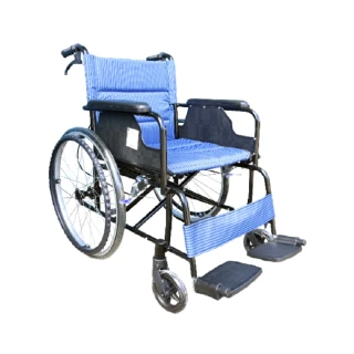 【海夫健康生活館】杏華機械式輪椅 未滅菌 不折背鋁合金輪椅 22吋後輪/18吋座寬 輪椅B款 藍色(F16)