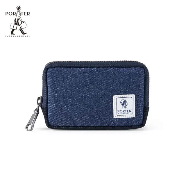 【PORTER INTERNATIONAL】牛仔拼接PATCH WORK零錢包(深藍色)