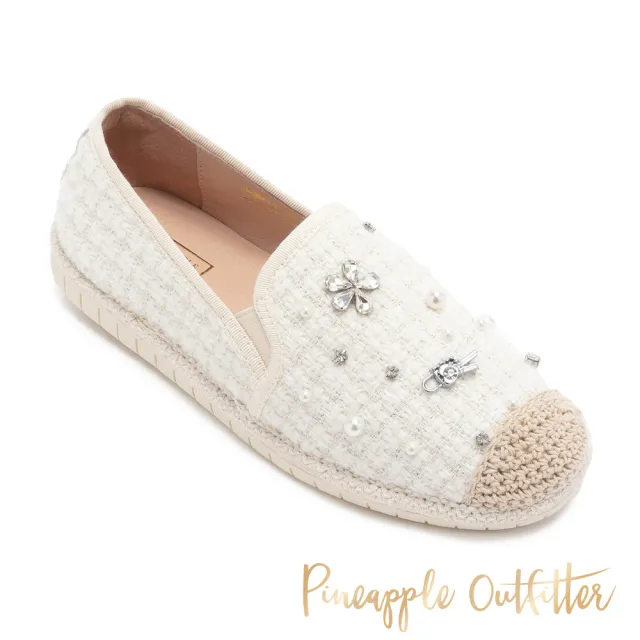 【Pineapple Outfitter】MAGAR 小香織布亮鑽草編鞋(白色)