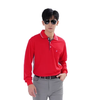 【遊遍天下】MIT台灣製男款抗UV吸濕排汗機能POLO長衫 紅色(M-5L)