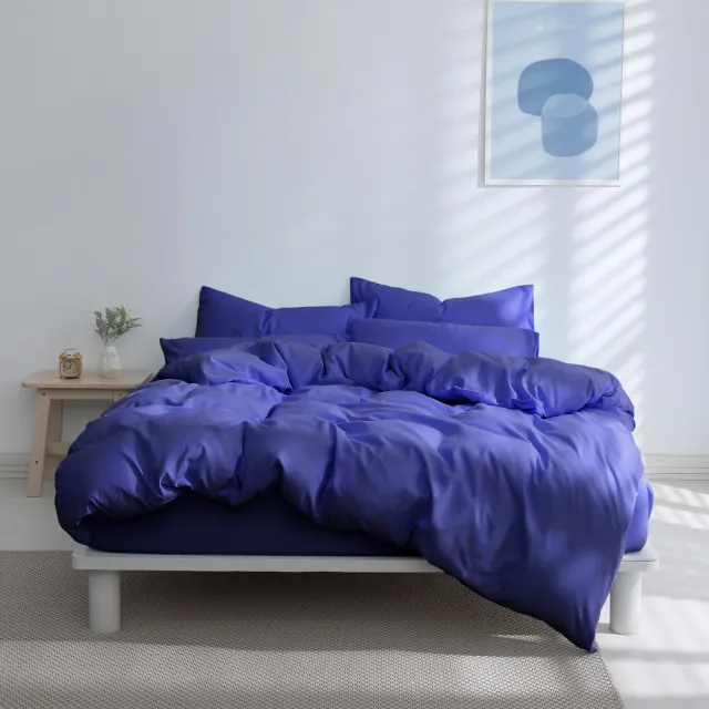 【AnD HOUSE 安庭家居】經典素色-特大床包枕套組-寶石藍(柔軟舒適/舒柔棉)