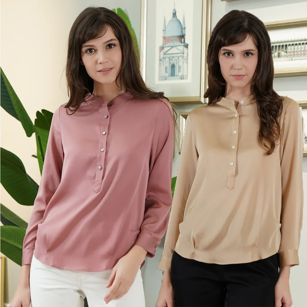 【Royal Silk】氣質典雅蠶絲長袖上衣