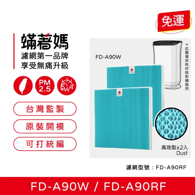 蟎著媽 濾網2入優惠組(適用 3M FD-A90W FDA90W FDA90RF 空氣清淨機 除濕機)