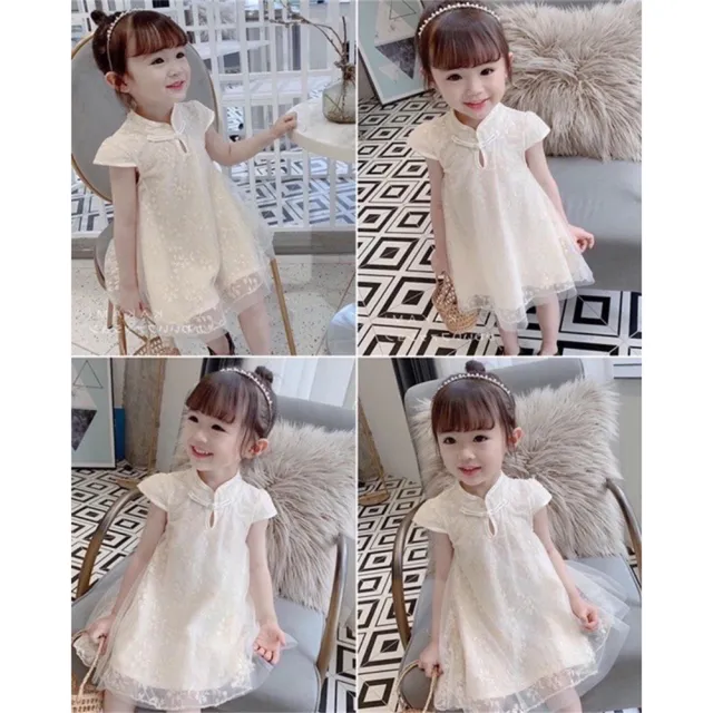 【安朵童舖】現貨夏季兒童旗袍裙女寶中國風旗袍公主裙女童復古風格旗袍連身裙(022/033A/049)