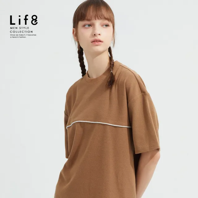 【Life8】跳色壓條 短袖上衣(10825)