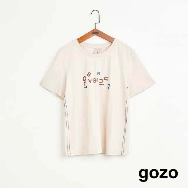 【gozo】MOMO獨家款★限量開賣 英文字母印花合肩T恤(三色)