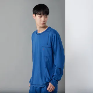 【YVONNE 以旺傢飾】暖薑纖維 車縫設計上衣(深海藍)