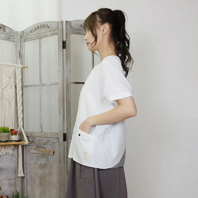 【Hana Mokuba】花木馬日系女裝圓領層次感趣味休閒上衣(上衣)