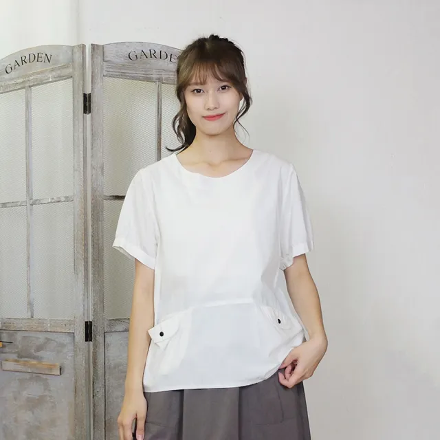 【Hana Mokuba】花木馬日系女裝圓領層次感趣味休閒上衣(上衣)