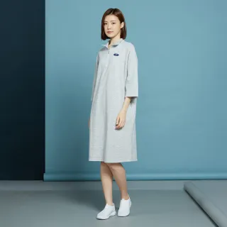 【YVONNE 以旺傢飾】運動風拉鍊半開襟洋裝(銀白灰)