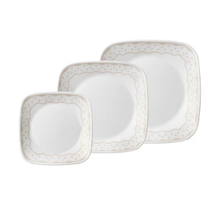 【CorelleBrands 康寧餐具】皇家饗宴3件式方形餐盤組(C11)