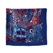 【Hermes 愛馬仕】Carre Geant Twill Plume羽飾慶典絲巾(多彩藍)