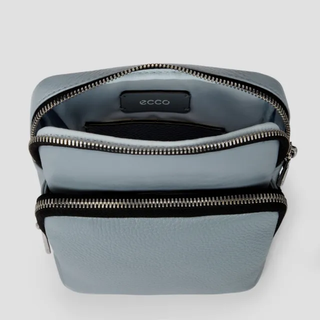 【ecco】Flat Pouch 真皮斜背包(灰色 910763191184)