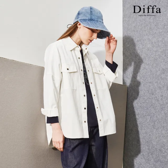 【Diffa】時尚率性落肩貼袋外套-女