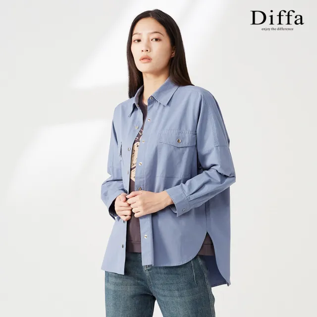 【Diffa】時尚率性落肩貼袋外套-女