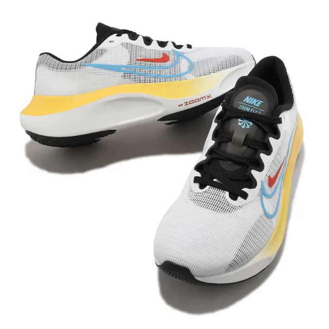 NIKE 耐吉】慢跑鞋Wmns Zoom Fly 5 女鞋白藍黑氣墊路跑運動鞋(DM8974