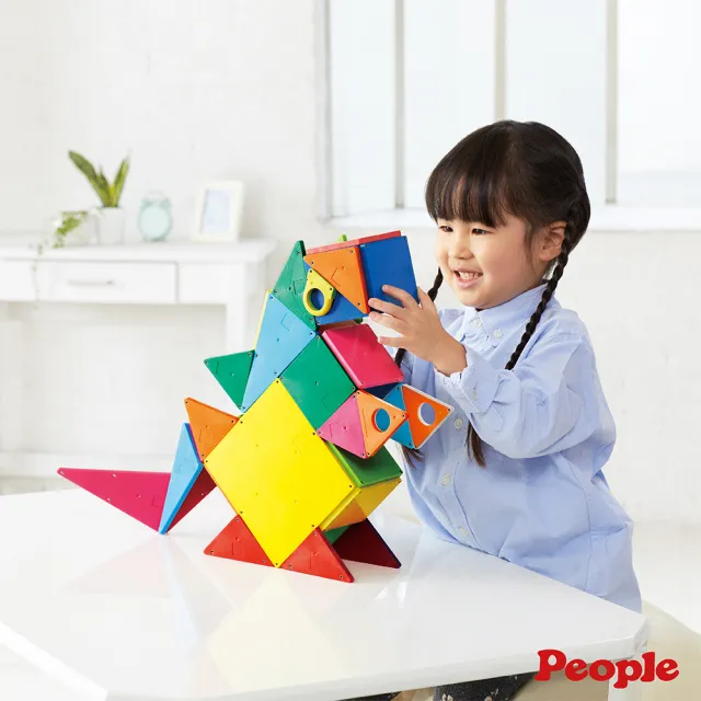 【People】益智磁性積木BASIC系列-平面積木豪華組-附吸附板(1.5歲-/STEAM)