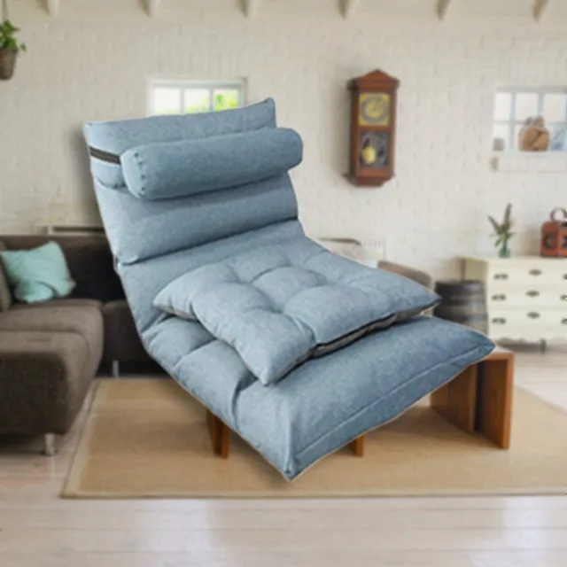 【tFriend】簡約折疊懶人沙發椅 摺疊和式椅 休閒椅 單人沙發(附腰枕+坐墊)