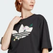 【adidas 愛迪達】Embroidered Flower Trefoil Tee 女 短袖 上衣 亞洲版 黑(II3196)