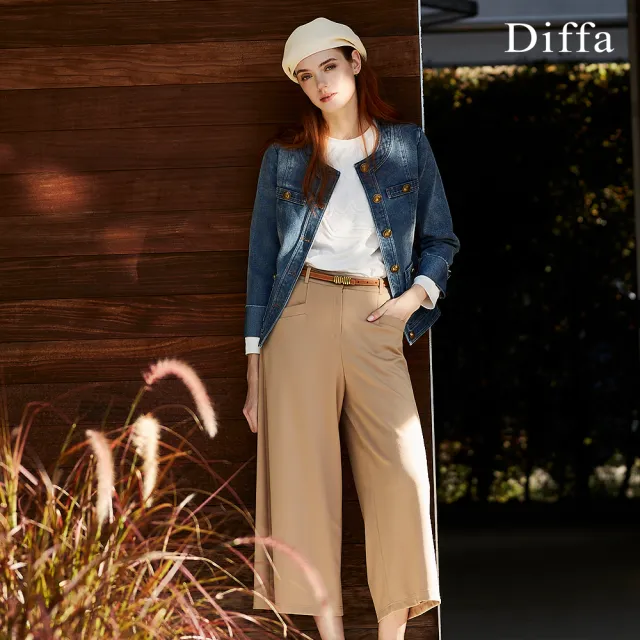 【Diffa】美型修身直筒長寬褲-女