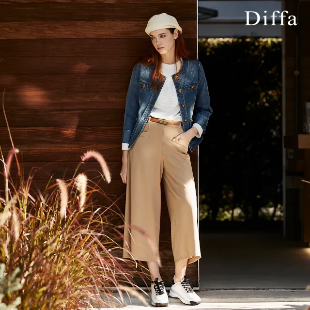 【Diffa】美型修身直筒長寬褲-女