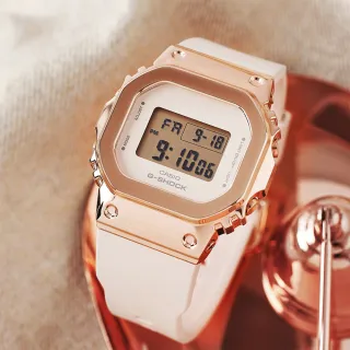 【CASIO 卡西歐】G-SHOCK 經典5600系列金屬色手錶-玫瑰金 新年禮物(GM-S5600PG-4)