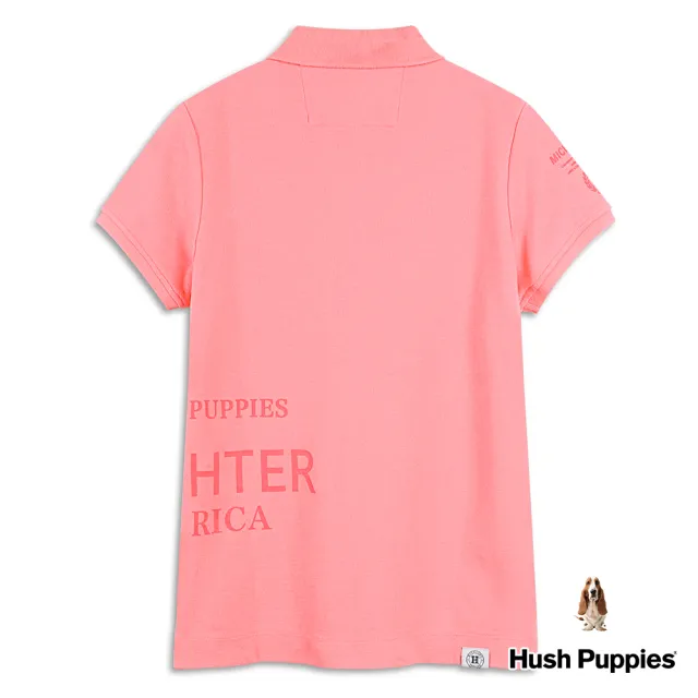 【Hush Puppies】女裝 POLO衫 經典品牌印花刺繡狗POLO衫(桃粉 / 34201101)