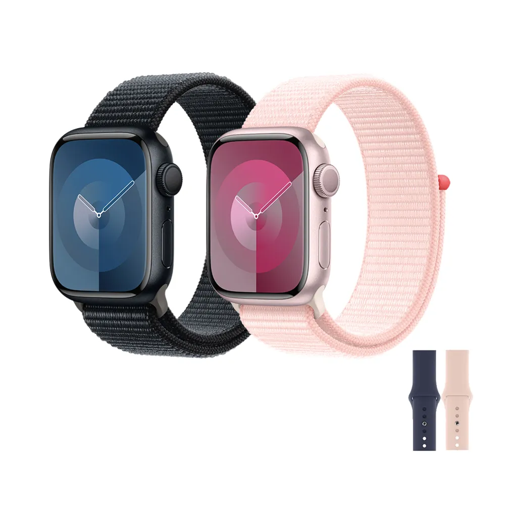 運動錶帶超值組【Apple】Apple Watch S9 GPS 41mm(鋁金屬錶殼搭配運動型錶環)