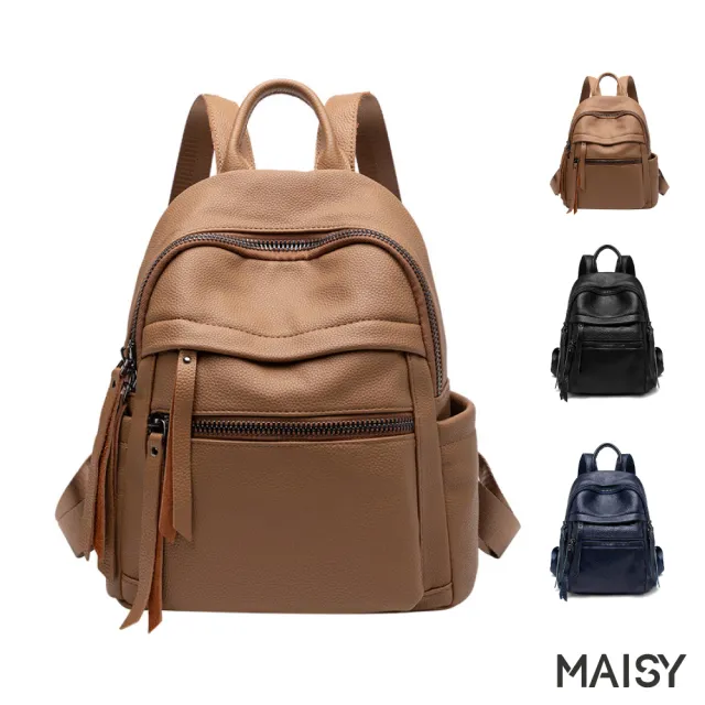 【MAISY】基本款旅行後背雙肩包(現+預 黑色/棕色/藍色)