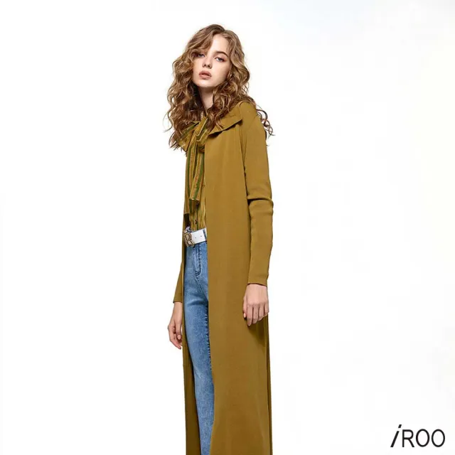 【iROO】極簡針織長版外套