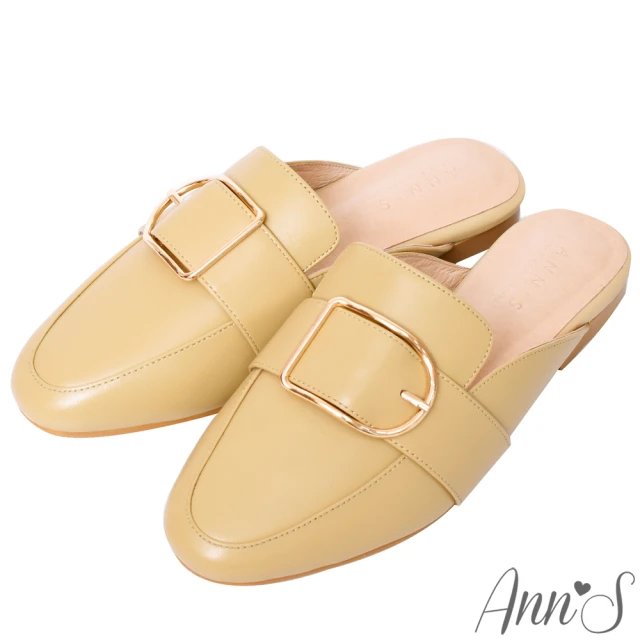 【Ann’S】質感真小羊皮D型扣帶穆勒鞋-版型偏小(黃)