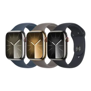 【Apple】Apple Watch S9 GPS+行動網路 45mm(不鏽鋼錶殼搭配運動型錶帶)