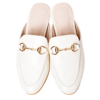 【Ann’S】質感不破內裡真小羊皮金釦穆勒鞋-版型偏小(米白)