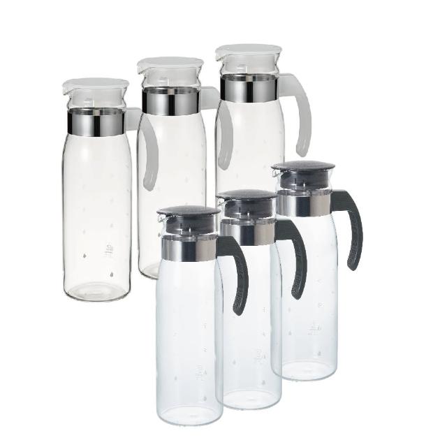 【HARIO】日本製 便利玻璃耐熱壺 1.4L 超值3入組(純白/黑灰) RPBN-14-TW/RPLN-14CGR)