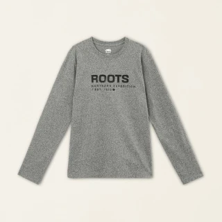 【Roots】Roots男裝-城市旅者系列 文字設計有機棉長袖上衣(灰色)